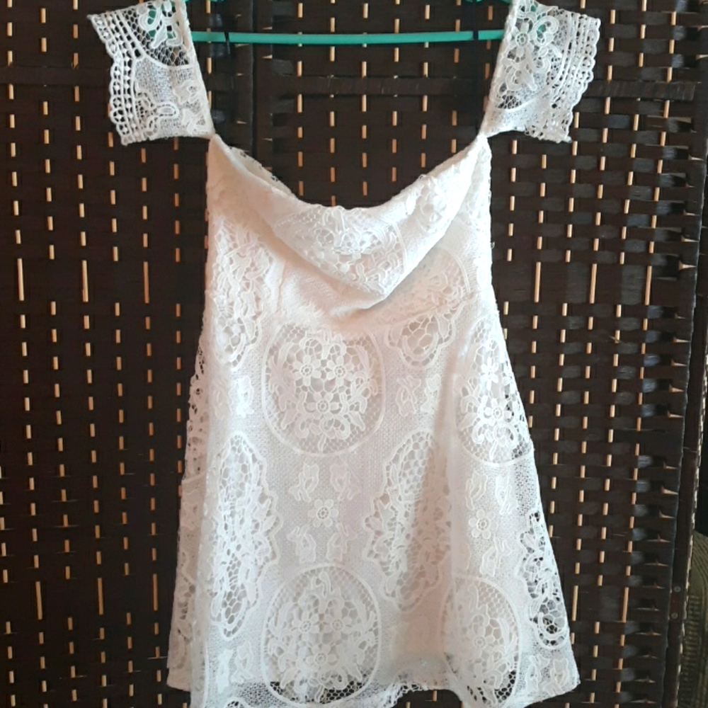 Lace white off shoulder dress